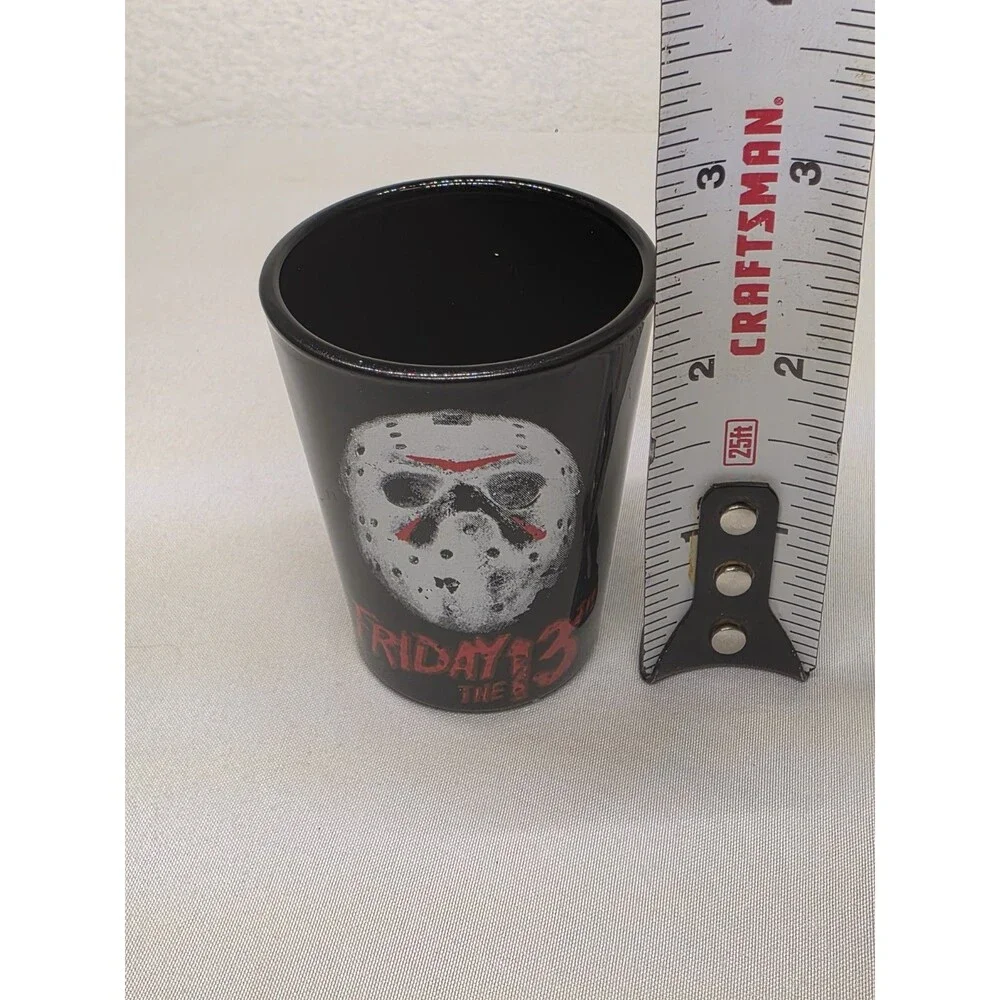 Friday the 13th Tequila Shot Glass Horror Collectible Used Balck & Red Spencer's